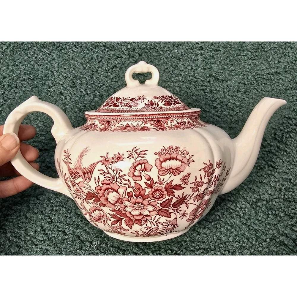 Villeroy & Boch Fasan Red‎ Tea Pot Made In Germany Floral Pheasant Vintage